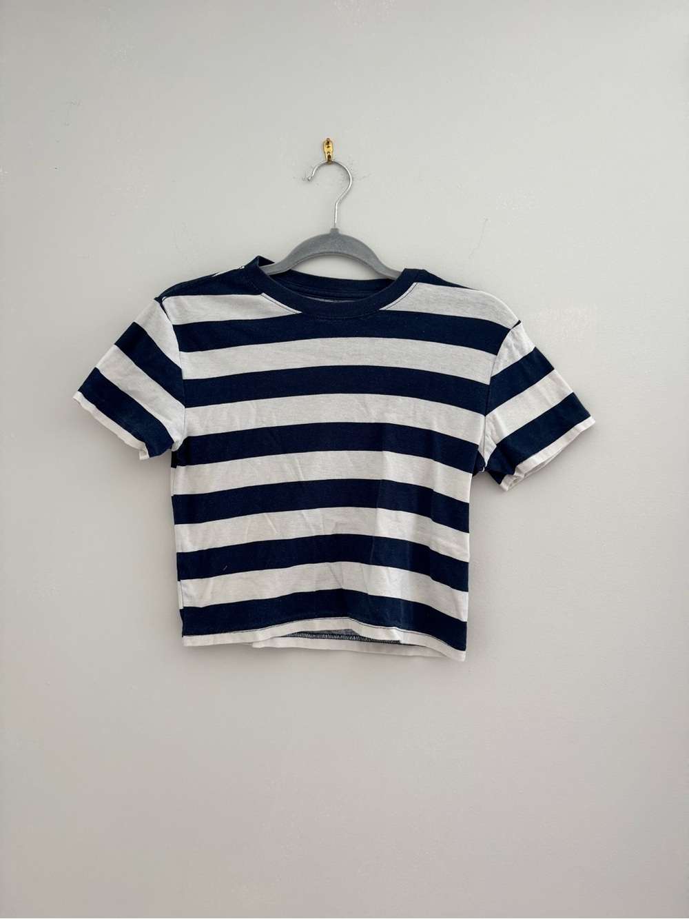 Urban Outfitters BDG Navy and White Striped Cropped Baby Tee
